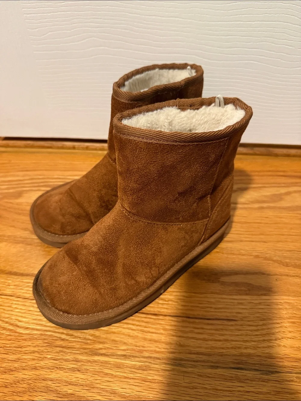 Kids Plush-Lined Suede-Look Winter Boots - Tan